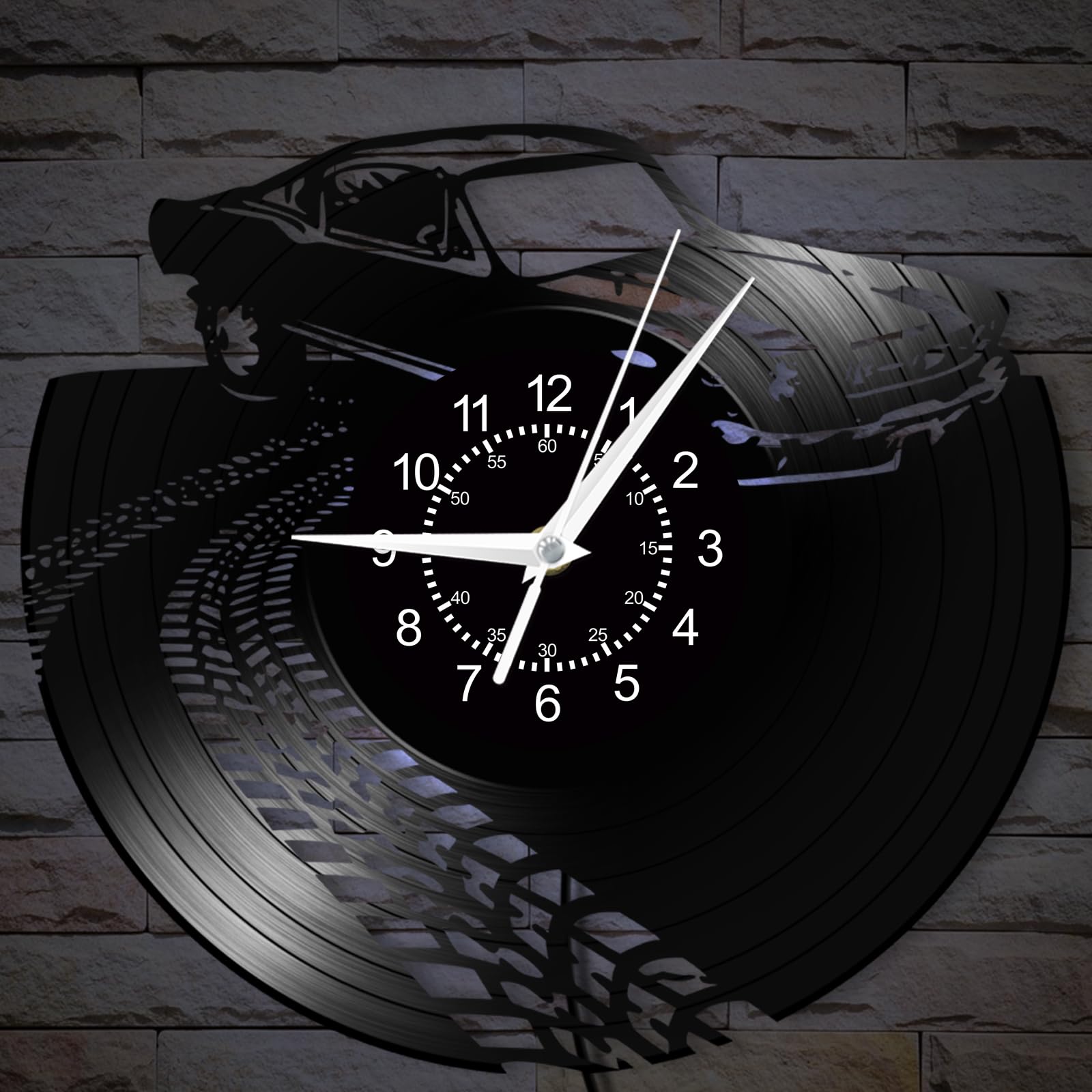 TIMEGLOW Retro Car Wall Clock, 12 Inch 7 Colors Luminous Garage